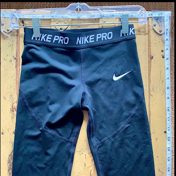 NIKE PRO STRETCH BLACK CROP LEGGINGS WORKOUT GYM S - Picture 3 of 10
